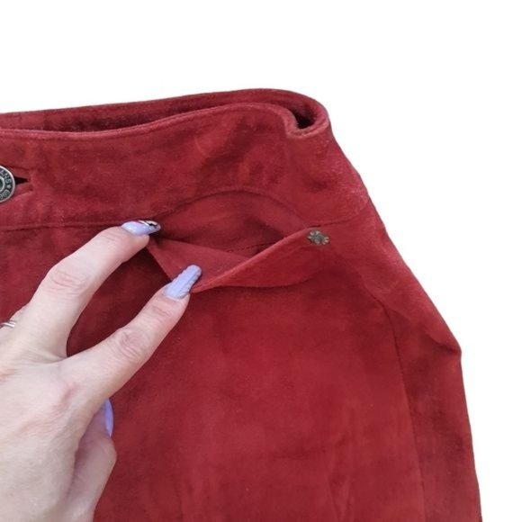Gap Vintage Genuine Red Leather Suede Skirt - Picture 5 of 9